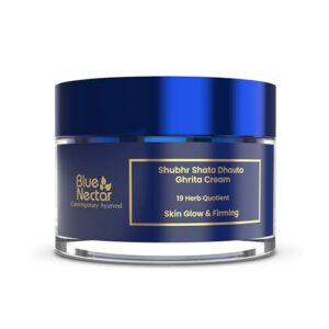 Blue Nectar Shata Dhauta Ghrita Cream for Women | 100 Times Washed Ghee Face Moisturizer for Dry & Oily Skin | Natural Glow Kesar Face Cream for Daily Skin Firming (19 Herbs, 50g) Amazon.in: Beauty