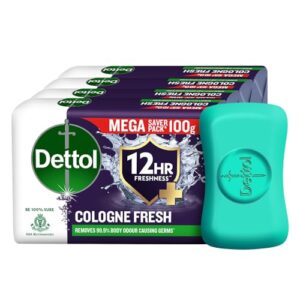 Buy Dettol Cologne Fresh Bathing Soap Bar with 12hr Freshness and Germ Protection, 100g Pack of 4, (400gm) Online at Low Prices in India - Amazon.in