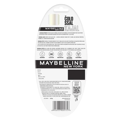 Buy Maybelline New York Intense Colour Colossal Kajal, Black, Matte Finish, Stay Up To 24 Hours, Water-proof, Smudge Resistant, Infused With Aloe Vera & Vitamin C and Vitamin E | 0.35g Online at Low Prices in India - Amazon.in - Image 6