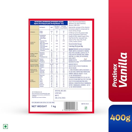 Protinex Creamy Vanilla, 1000G|40% daily protein is when prepared with 200ml milk for strong muscles | high Protein | Zero added sugar| Nutrional drink for men, women Amazon.in: Health & Personal Care - Image 9