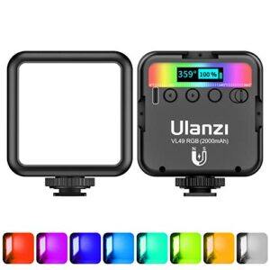 ULANZI VL49 RGB Video, LED Camera Light 360° Full Color Portable Photography Lighting with 3 Cold Shoe, 2000mAh Rechargeable CRI 95+ 2500-9000K Dimmable Panel Lamp Support, Black, (ULANZI-2287)  Amazon.in: Electronics