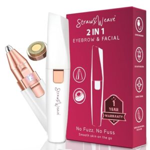 STRAW&WEAVE Facial Hair Removal Machine|Eyebrow Trimmer & Epilator|Trimmer For Women Private Part|2 In 1 Trimmer 400 mAh Battery 1 Year Warranty|Painless Hair Removal Machine|Nose Hairs Remover,White  Amazon.in: Health & Personal Care