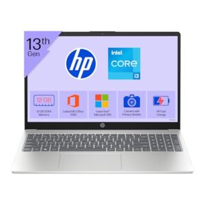 HP 15, 13th Gen Intel Core i3-1315U (12GB DDR4, 512GB SSD) FHD, Anti-Glare, Micro-Edge, 15.6''/39.6cm, Win11, M365 Basic(1yr)* Office24, Silver, 1.59kg, fd0573TU, FHD Camera w/Shutter Laptop  Amazon.in: Electronics