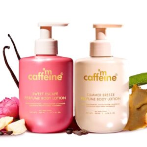 Buy mCaffeine Perfume Body Lotion Combo - Sweet Escape & Summer Breeze | Niacinamide, Cocoa & Shea Butter | Deep Moisturization for Winter Dry Skin| Lightweight, Non-Sticky Daily Use Bodylotion| Secret Santa Gift for Women/Men | Christmas |Fruity & Aqua Scent - 300ml x 2 Online at Low Prices in India - Amazon.in
