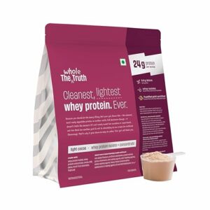 The Whole Truth Whey Protein Isolate+Concentrate | Light Cocoa 1 kg (2.2 lbs) | 24g Protein per scoop | 6.6g BCAA | No Adulteration | Clean, Light & Easy to Digest | Vegetarian  Amazon.in: Health & Personal Care