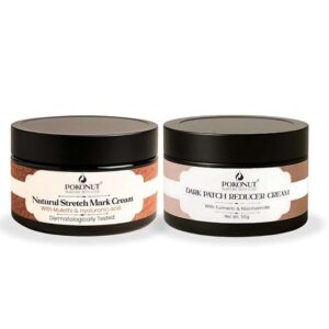 POKONUT - nurture with love Flawless Skin Combo-Pokonut Dark Patch Removal Cream With Turmeric & Niacinamide, 50G Pokonut Natural Stretch Mark Cream With Mulethi & Hyaluronic Acid, Dermatologically Tested (50 gm, Combo - Pack of 2)  Amazon.in: Beauty