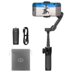 IZI GO-X PRO 3-Axis Smartphone Gimbal with Built-in Extension Rod, AI face Tracking, OLED Display, Up to 10H Battery, Wireless Charging, Foldable Design-Ideal for Vlogs, Videos & TikTok.  Amazon.in: Electronics