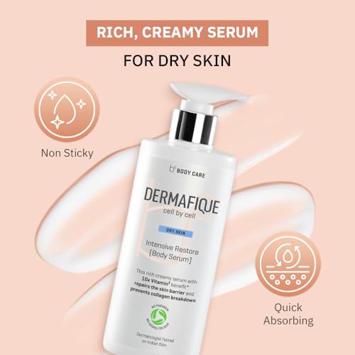 Dermafique Intensive Restore Body Lotion Serum with 10X Vitamin E benefit 300ml, Body Lotion for Dry Skin, Suitable for Winters, Moisturizer for Body | Dermatologist Tested Amazon.in: Beauty - Image 6