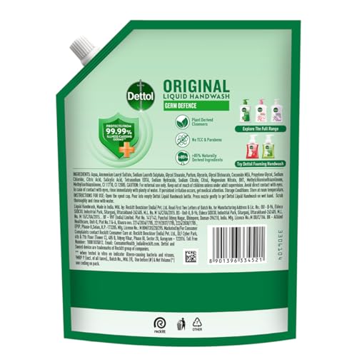 Dettol Liquid Handwash Refill - Original Hand Wash- 1350ml | Germ Defence Formula | 10x Better Germ Protection Amazon.in: Beauty - Image 7