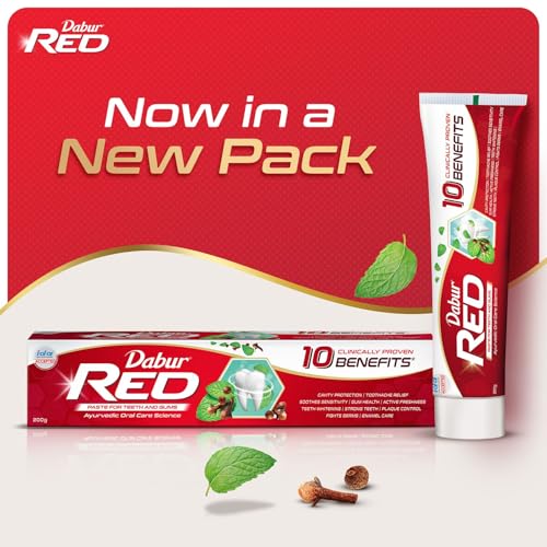 Buy Dabur Red 600g (150g x 4, Pack of 4) Toothpaste - India's No.1 Ayurvedic Paste, Provides Protection Plaque Removal, Toothache, Yellow Teeth, Bad Breath- Online at Low Prices in India - Amazon.in - Image 3