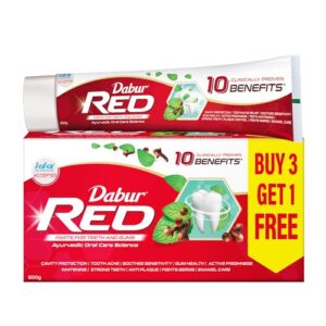 Buy Dabur Red 600g (150g x 4, Pack of 4) Toothpaste - India's No.1 Ayurvedic Paste, Provides Protection Plaque Removal, Toothache, Yellow Teeth, Bad Breath- Online at Low Prices in India - Amazon.in