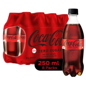 Coke Zero Zero Cola Sugar, No Calories Soft Drink Pet Bottle, 250 Ml (Pack of 8)  Amazon.in: Grocery & Gourmet Foods