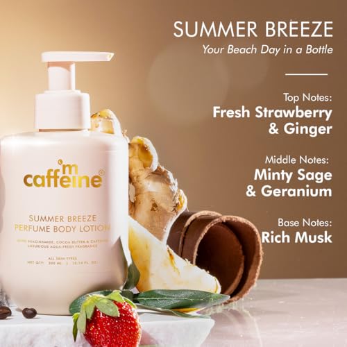 mCaffeine Breeze Perfume Body Lotion 300ml| Niacinamide, Cocoa & Shea Butter For Deep Moisturization | Lightweight, Non-Sticky & Daily Use | Aqua-Fresh Beachy Fragrance | Winter Cream for Dry Skin Amazon.in: Health & Personal Care - Image 5