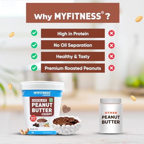 MYFITNESS Peanut Butter Chocolate Spread Crispy 510g | 21g Protein & 8g Fiber | Tasty & Healthy Nut Butter Spread for Breakfast & Snacks | Cholesterol Free | Zero Trans Fat | 100% Pure Roasted Nuts Amazon.in: Grocery & Gourmet Foods - Image 7