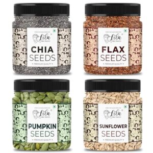 LILA DRY FRUITS 4 Superseed Combo (Chia, Pumpkin, Sunflower & Flax) 250gms each (1kg total) Immunity combo for Weight Management | Mix Seeds for Eating Diet Snacks Superfood Perfect for Gifting  Amazon.in: Grocery & Gourmet Foods