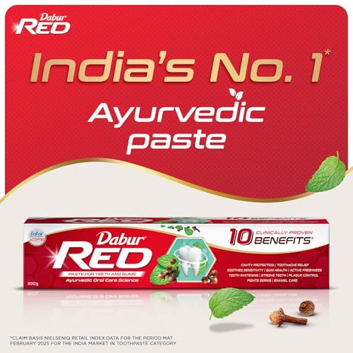 Buy Dabur Red 600g (150g x 4, Pack of 4) Toothpaste - India's No.1 Ayurvedic Paste, Provides Protection Plaque Removal, Toothache, Yellow Teeth, Bad Breath- Online at Low Prices in India - Amazon.in - Image 7