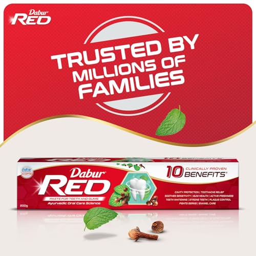 Buy Dabur Red 600g (150g x 4, Pack of 4) Toothpaste - India's No.1 Ayurvedic Paste, Provides Protection Plaque Removal, Toothache, Yellow Teeth, Bad Breath- Online at Low Prices in India - Amazon.in - Image 8