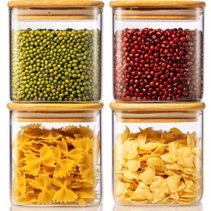4 Pack 27Oz Square Glass Jars With Bamboo Lids