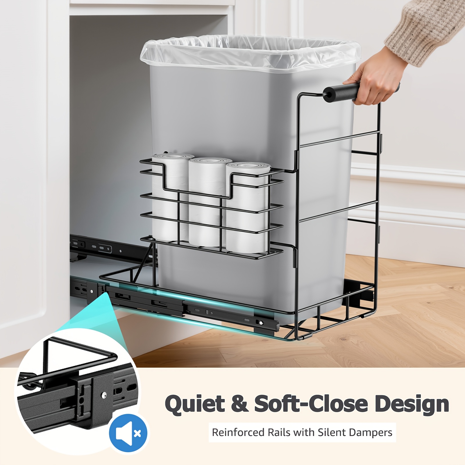 Retractable Trash Can Under Cabinet