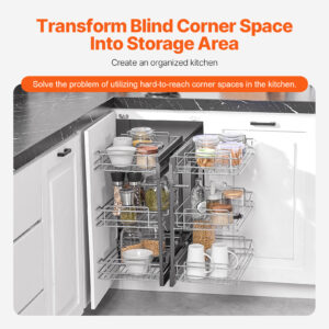 Vevor 3 Tier Blind Corner Pull Out Organizer Chrome Kitchen