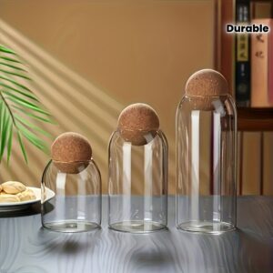 Sealed High Borosilicate Glass Coffee Bean Storage Jar With Wooden