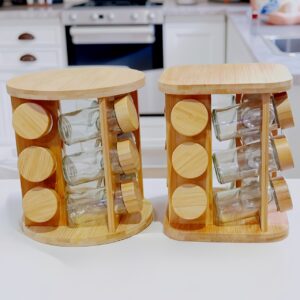 Rotatable Bamboo Wooden Shelf
