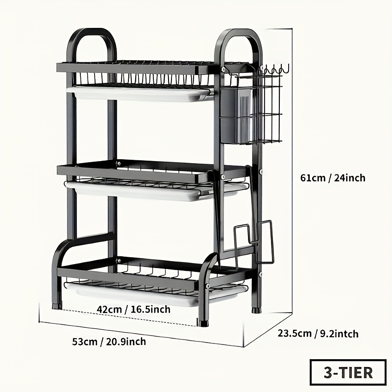 3/2-Layer Dish Drying Rack Kitchen Countertop Tableware Storage Rack