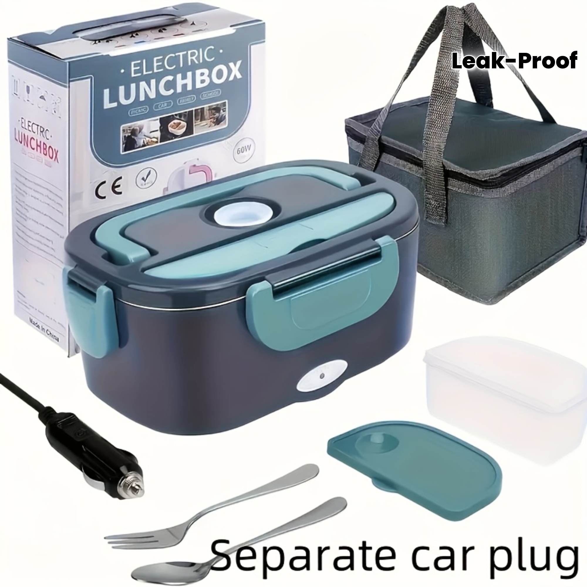 Portable Insulated Heating Student Lunch Box. Hot Food Waterless Heating