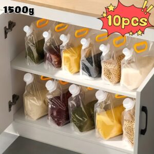 10Pcs Large Transparent Reusable Kitchen Food Storage Bags With Yellow
