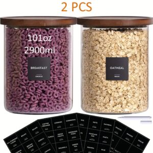 2Pcs 101Oz/2900Ml Glass Jar Set With Printed Labels