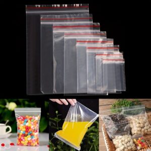 A Pack Of 100 Transparent Reusable Plastic Bags With Zipper
