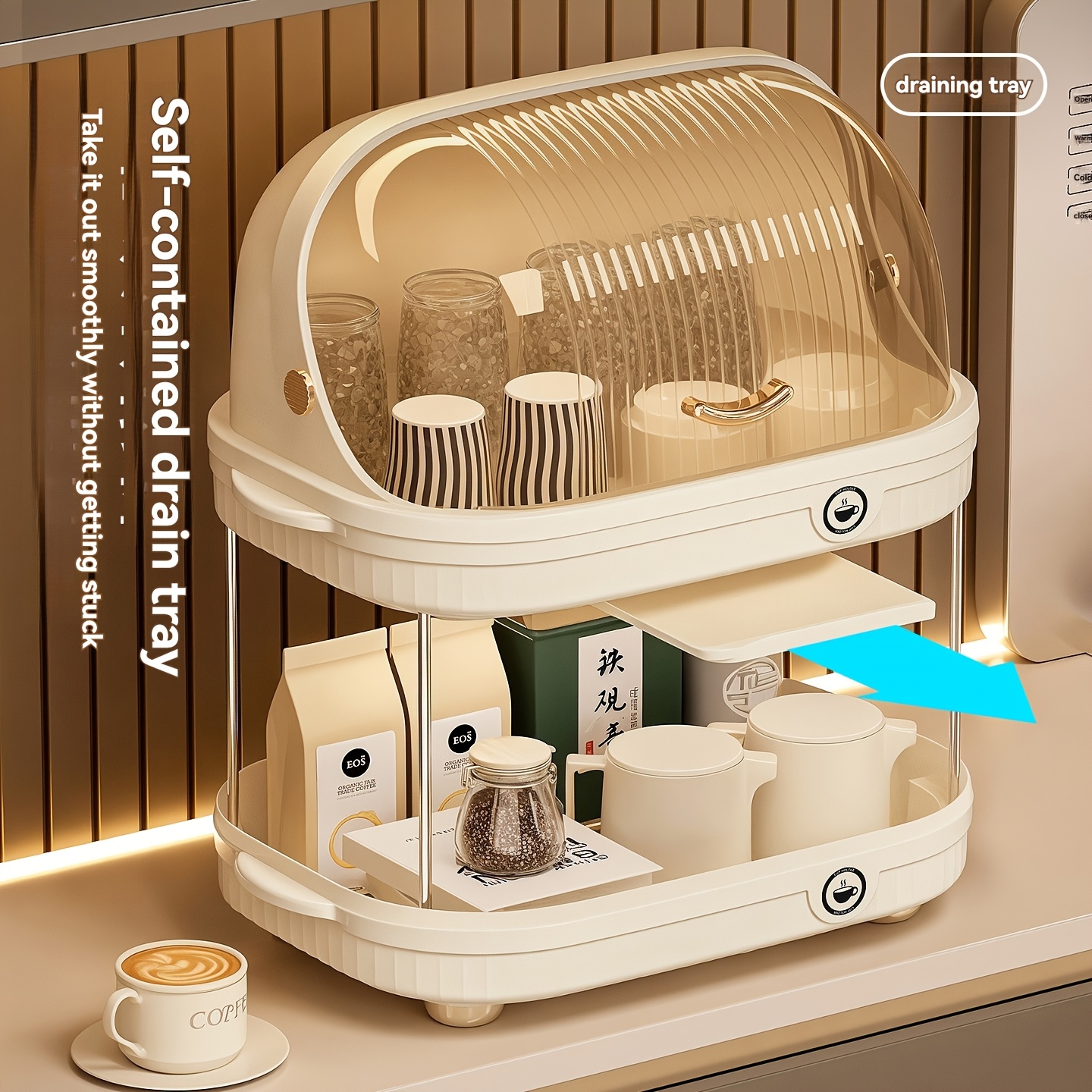 A Two-Tiered Storage Rack That Protects Against Dust