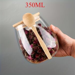2Pcs 1 Jar And 1 Spoon: Sealed Glass Storage Jar