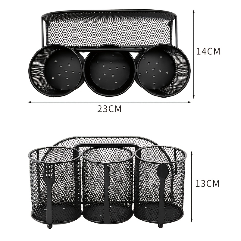 1Pc Varnished Iron Cutlery Organizer