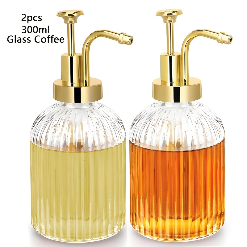 1/2/4Pcs Glass Coffee Syrup Dispenser 10Oz Syrup Bottles With Ribbed