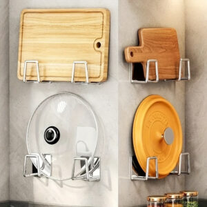 Wall-Mounted Pot Lid And Cutting Board Organizer Rack