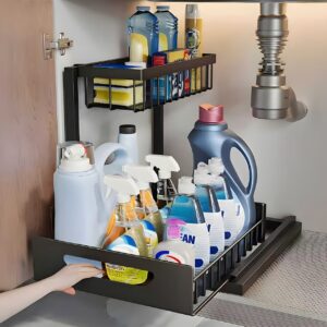 L-Shaped Storage Shelves Under The 2-Tier Sink