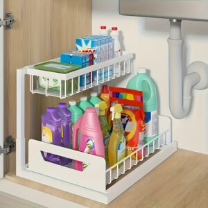 1/2Pcs 2-Story Kitchen Sink Storage Containers Push-Pull Cabinet Organizer