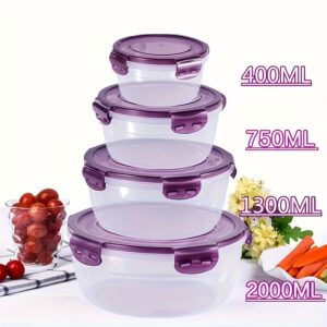 8Pcs Set: 4 Containers + 4 Lids