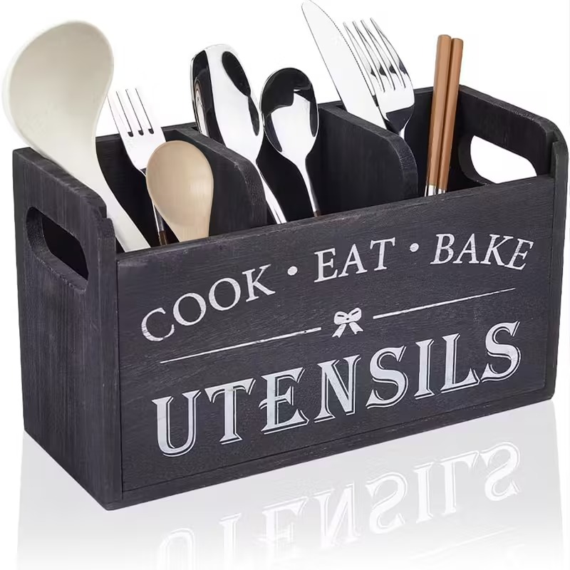 Large Rustic Wooden Kitchenware Rack