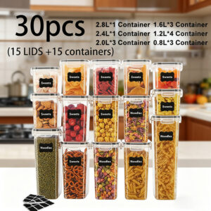 24/30/84Pcs Set Of Sealed Storage Containers With Lids Plastic Kitchen