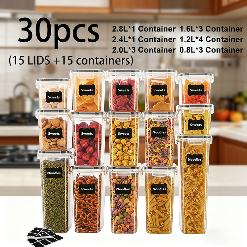 24/30/84Pcs Set Of Sealed Storage Containers With Lids Plastic Kitchen