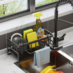 Sturdy Black Kitchen Sink Organizer Featuring A Drain Tray