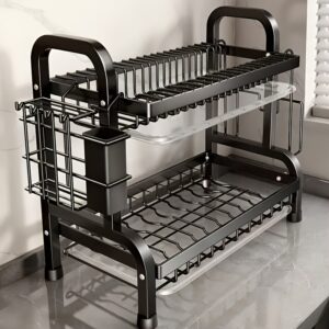 A Large Dish Rack Featuring A Cup Holder