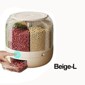 1Pc Household Kitchen Rice Storage Bucket Partition Rotary Multi-Grain Storage