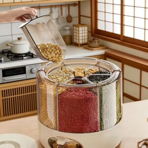 360 Degree Rotating For Rice Dispenser 6 Grid Cereal Container