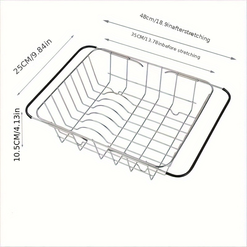 1Pc Retractable Stainless Steel Sink Strainer Drain Rack