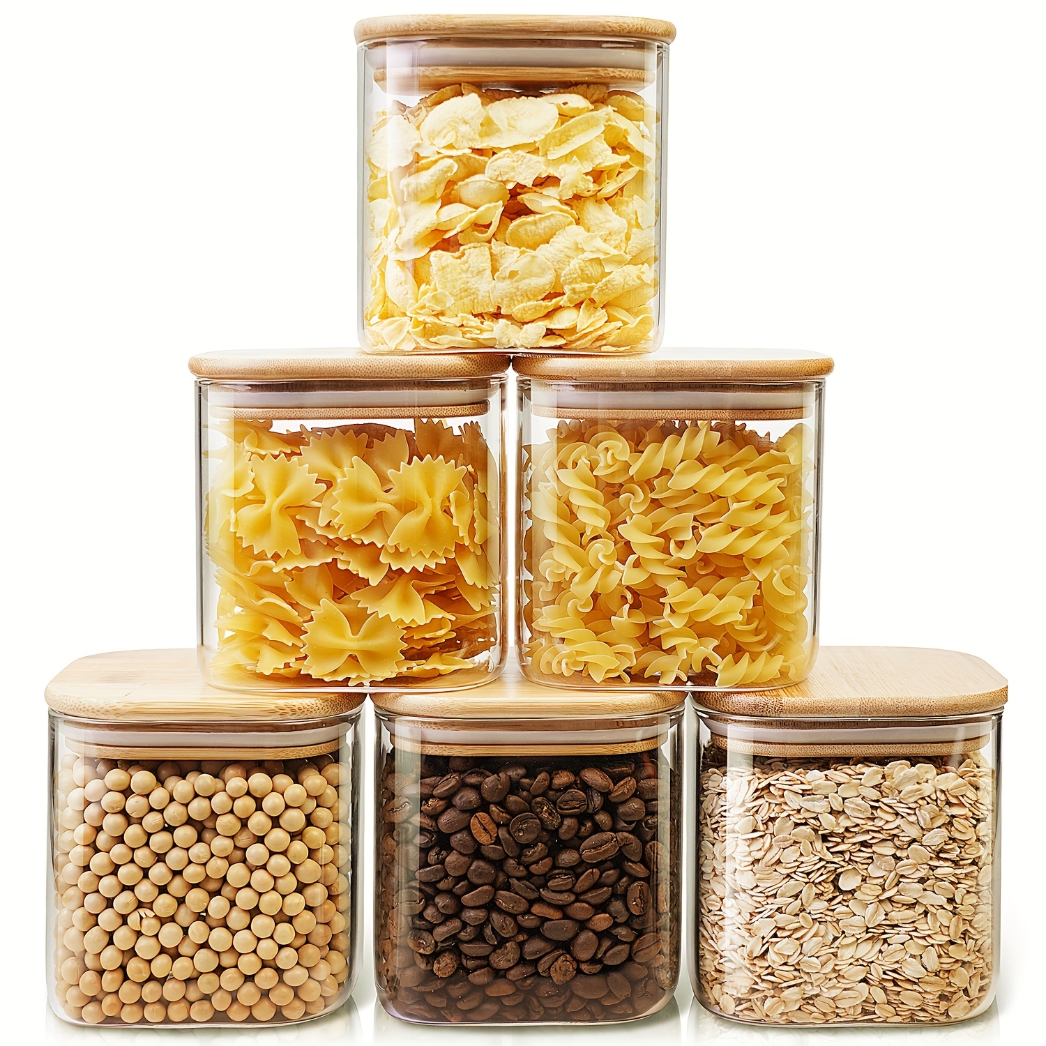 Square Glass Jars With Bamboo Lids