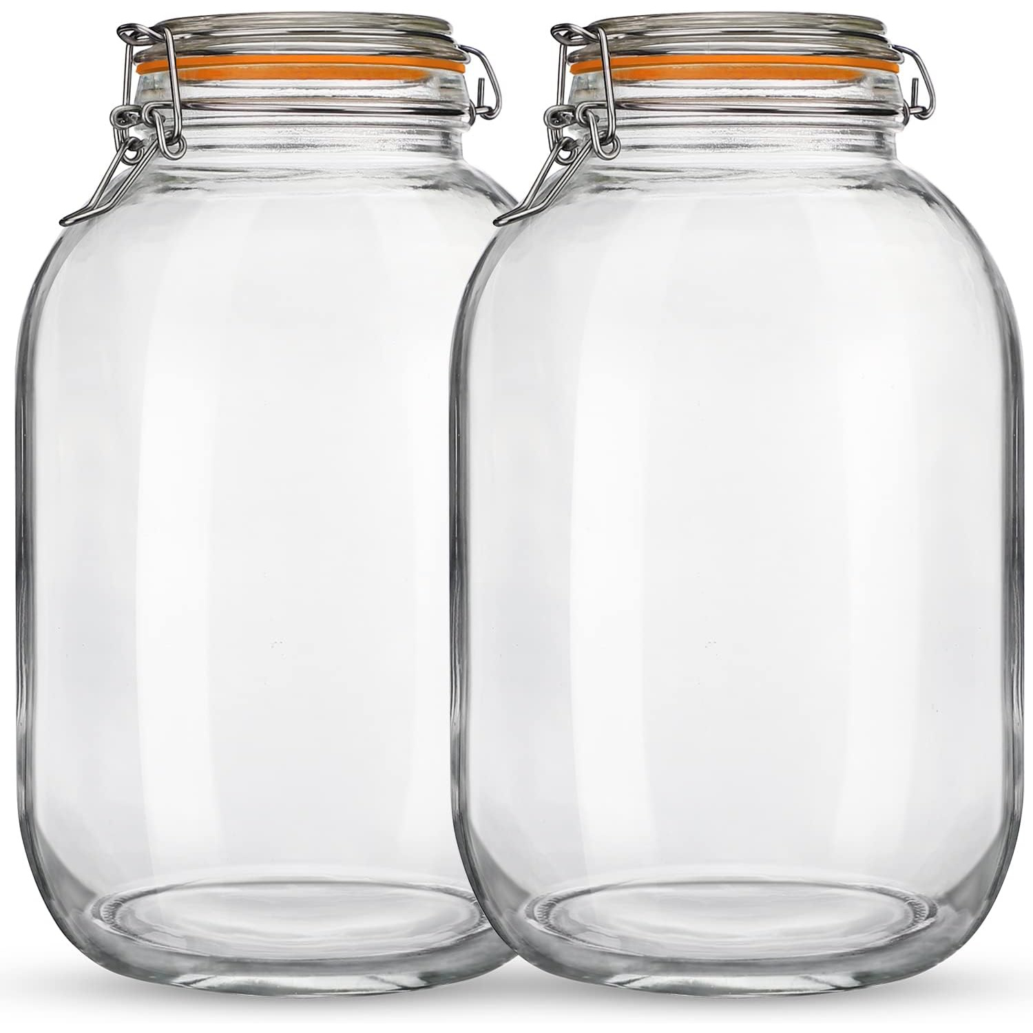 2-Pack Large Glass Jars With Airtight Clip-Top Lids