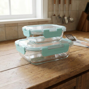 Glass Food Storage Container Set With Airtight Locking Lids –